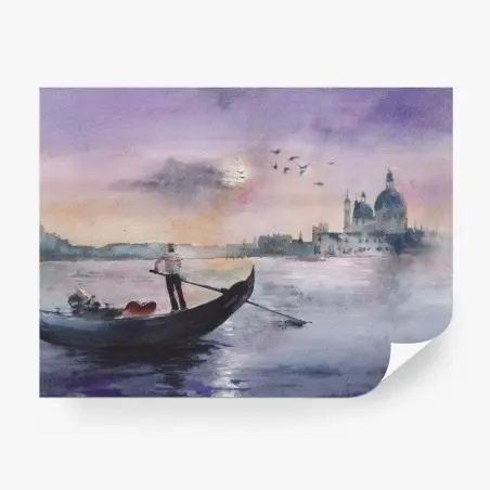 Papier peint coucher de soleil à Venise en aquarelle – Wallnifity®