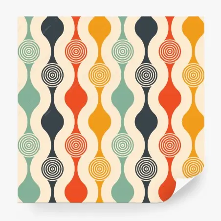 Papier peint motif géométrique rétro aux cercles concentriques – Wallnifity®