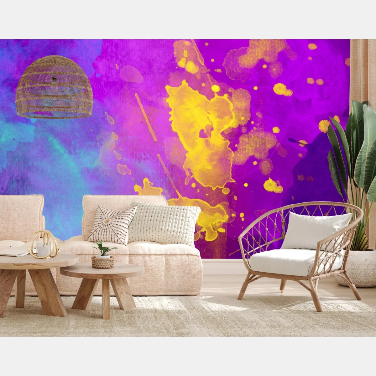 Papier peint nuances éclatantes d'aquarelle violette et dorée – Wallnifity® Papier peint nuances éclatantes d'aquarelle violette et dorée – Wallnifity®