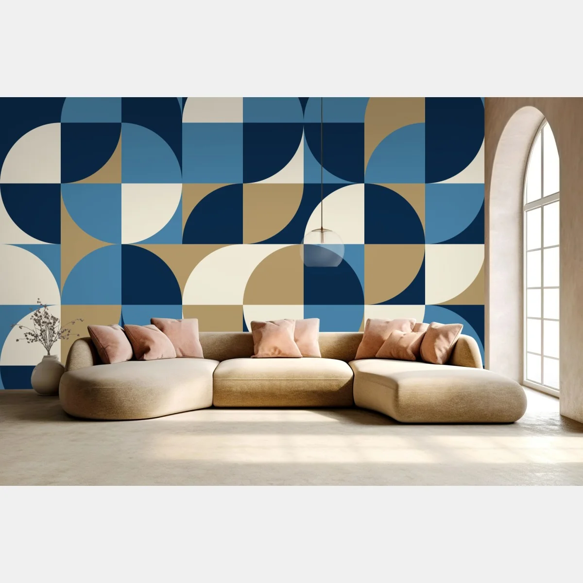 Papier peint harmonie géométrique bleue et dorée – Wallnifity® Papier peint harmonie géométrique bleue et dorée – Wallnifity®