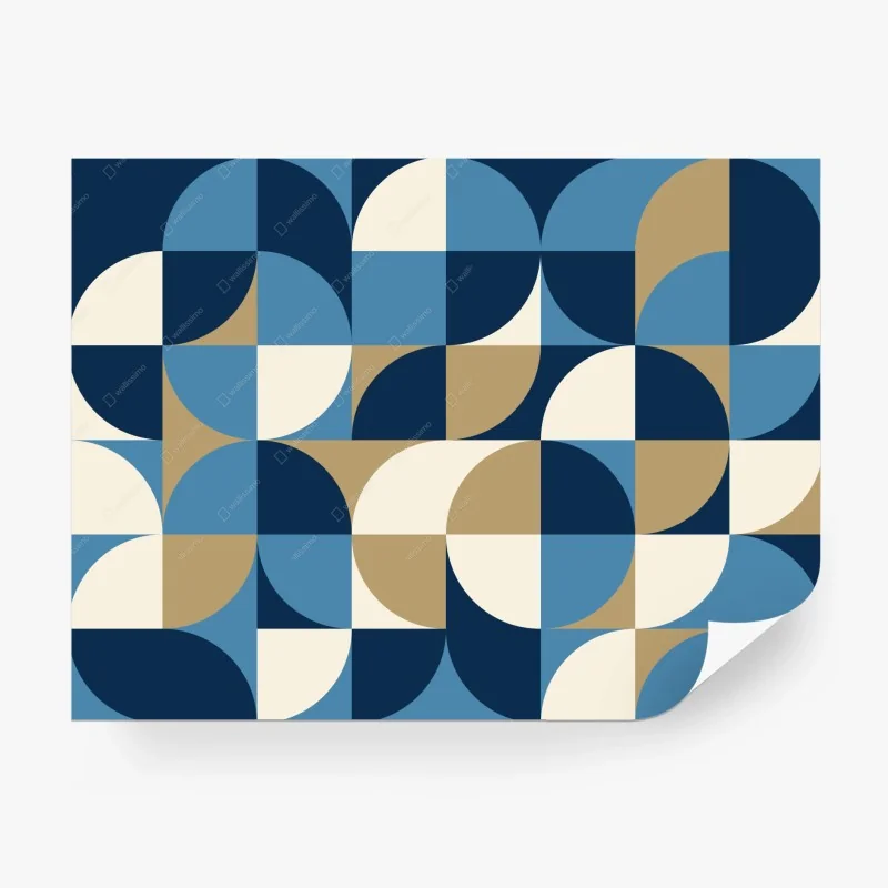Papier peint harmonie géométrique bleue et dorée – Wallnifity® Papier peint harmonie géométrique bleue et dorée – Wallnifity®