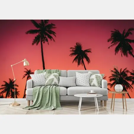 Papier peint paradis tropical au coucher de soleil – Wallnifity®