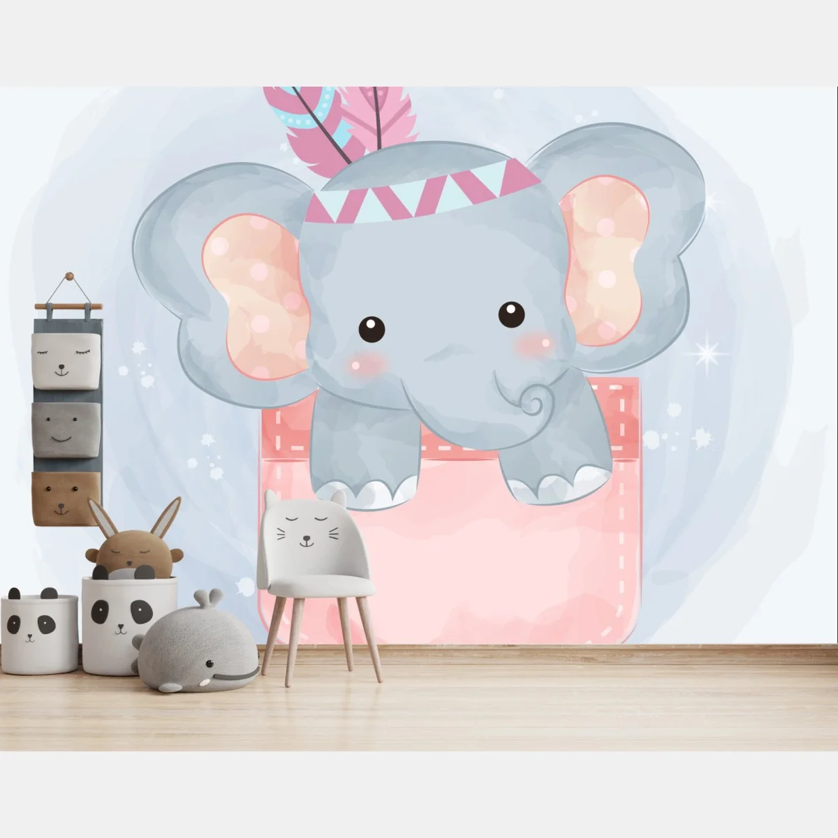 Papier peint éléphant mignon dans la poche rose – Wallnifity® Papier peint éléphant mignon dans la poche rose – Wallnifity®