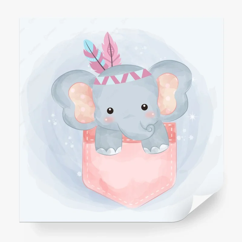 Papier peint éléphant mignon dans la poche rose – Wallnifity® Papier peint éléphant mignon dans la poche rose – Wallnifity®