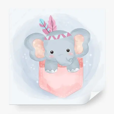 Papier peint éléphant mignon dans la poche rose – Wallnifity®