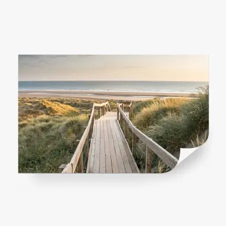 Papier peint passerelle vers l'océan au coucher de soleil – Wallnifity®