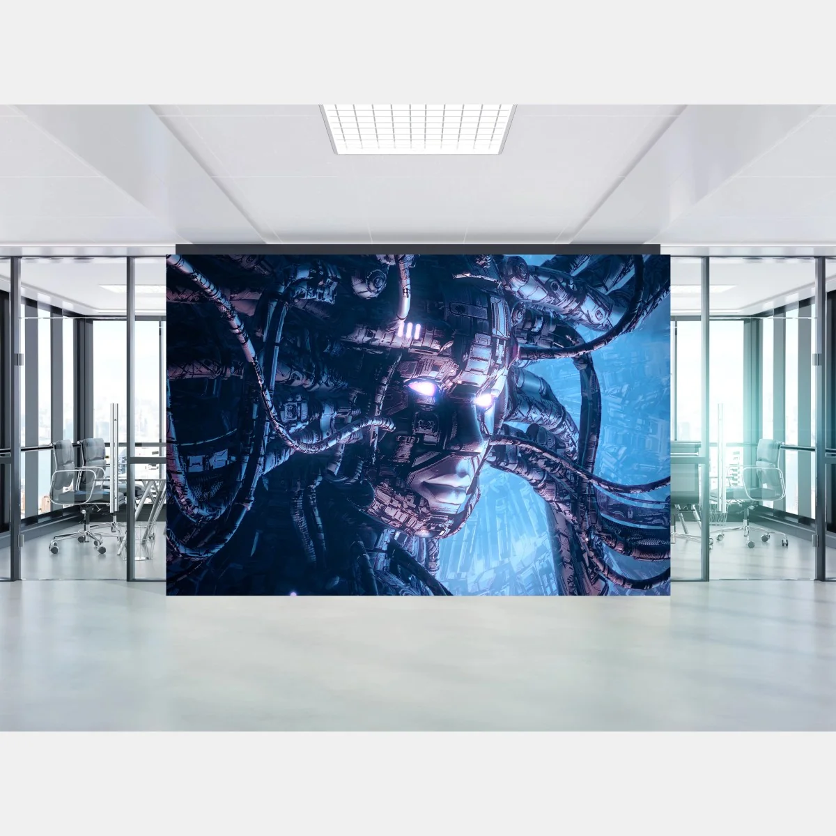Papier peint visage cybernétique illuminé – Wallnifity® Papier peint visage cybernétique illuminé – Wallnifity®