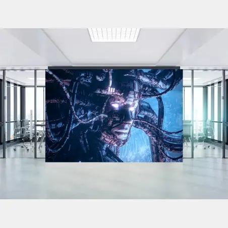 Papier peint visage cybernétique illuminé – Wallnifity®