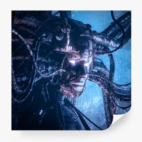 Papier peint visage cybernétique illuminé – Wallnifity®