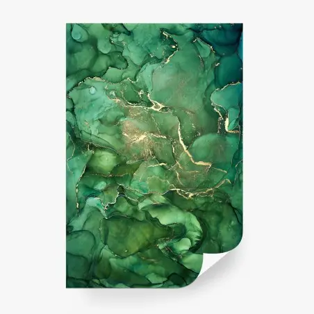 Papier peint marbrure émeraude aux reflets dorés – Wallnifity®