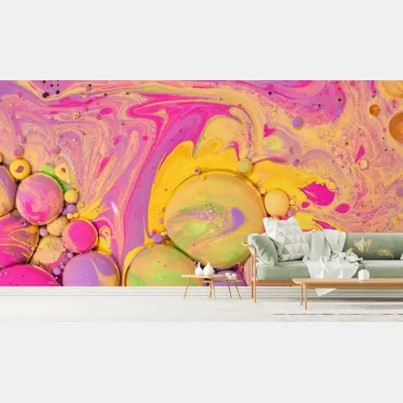 Papier peint rêve marbré de bulles multicolores – Wallnifity®