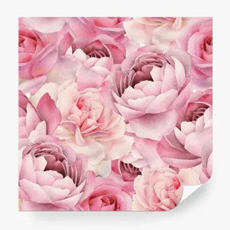 Papier peint motif floral aquarelle aux roses poudrées – Wallnifity®