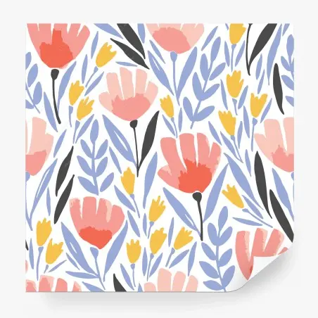 Papier peint motif floral printanier aux tons pastels – Wallnifity®