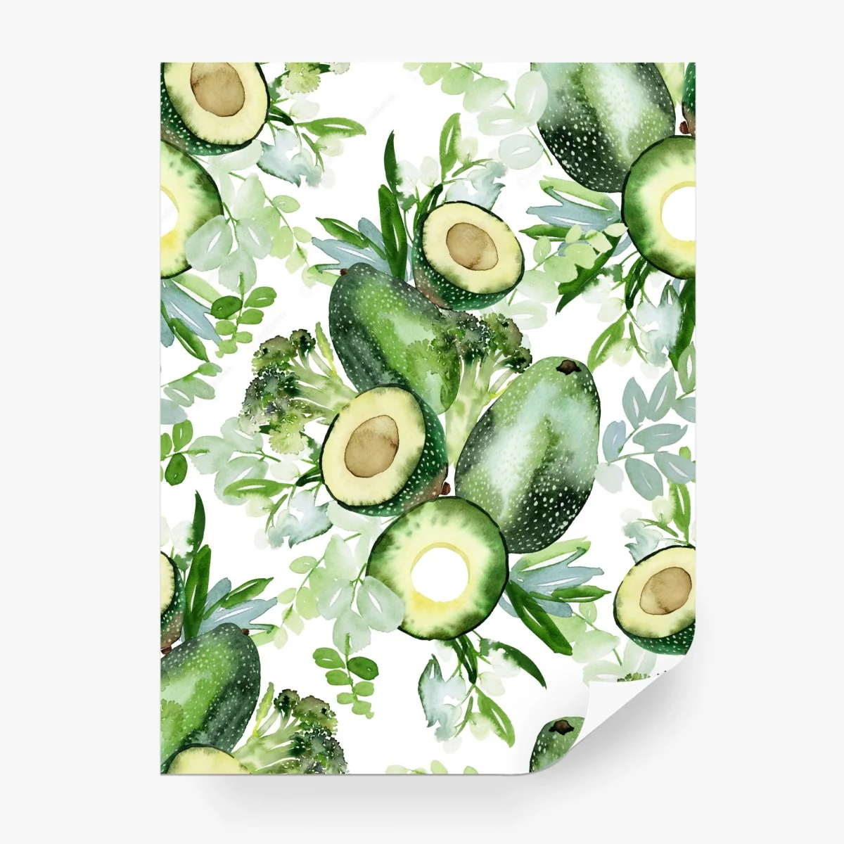 Papier peint motif aquarelle avocat et feuillages verts – Wallnifity® Papier peint motif aquarelle avocat et feuillages verts – Wallnifity®
