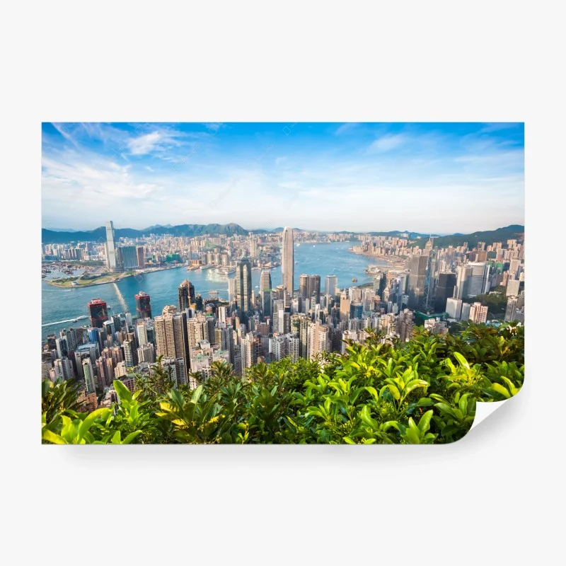 Papier peint panorama urbain de Hong Kong depuis Victoria Peak – Wallnifity® Papier peint panorama urbain de Hong Kong depuis Victoria Peak – Wallnifity®