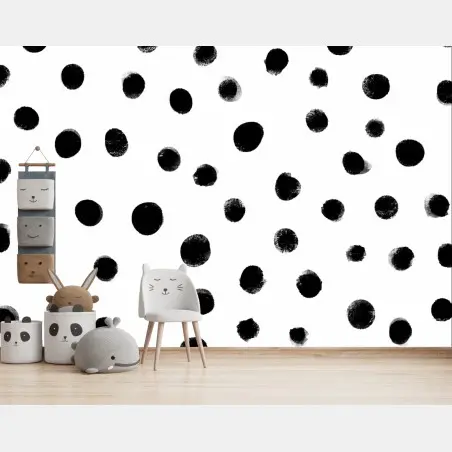 Papier peint motif pois monochrome peint à la main – Wallnifity®