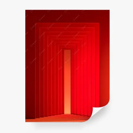 Papier peint couloir d'arches rouges en perspective – Wallnifity®