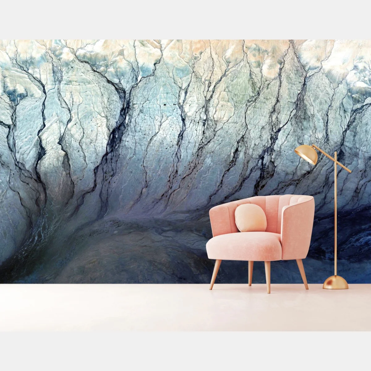 Papier peint paysage glaciaire abstrait aux veines bleues – Wallnifity® Papier peint paysage glaciaire abstrait aux veines bleues – Wallnifity®