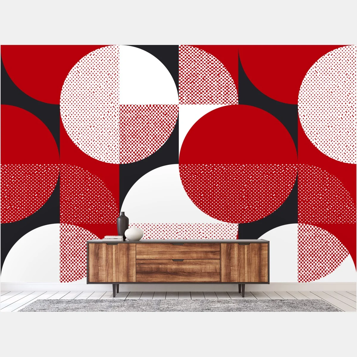 Papier peint motif bauhaus géométrique rouge et noir – Wallnifity® Papier peint motif bauhaus géométrique rouge et noir – Wallnifity®