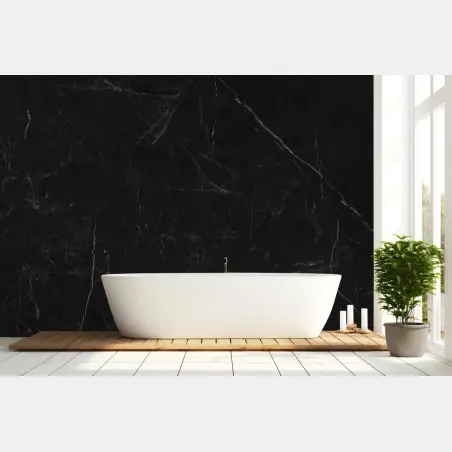 Papier peint marbre noir veiné élégant – Wallnifity®