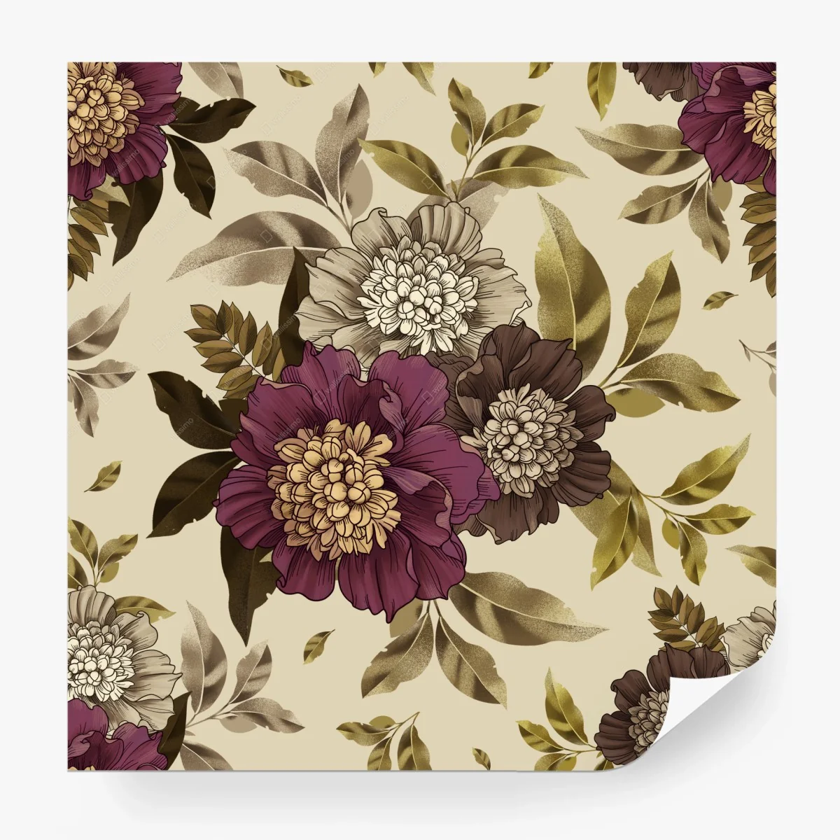 Papier peint motif floral vintage aux tons bordeaux et dorés – Wallnifity® Papier peint motif floral vintage aux tons bordeaux et dorés – Wallnifity®