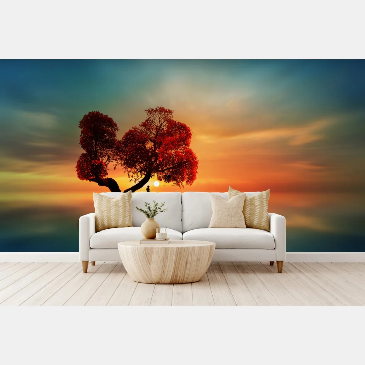 Papier peint arbre rouge au coucher de soleil sur le lac – Wallnifity® Papier peint arbre rouge au coucher de soleil sur le lac – Wallnifity®