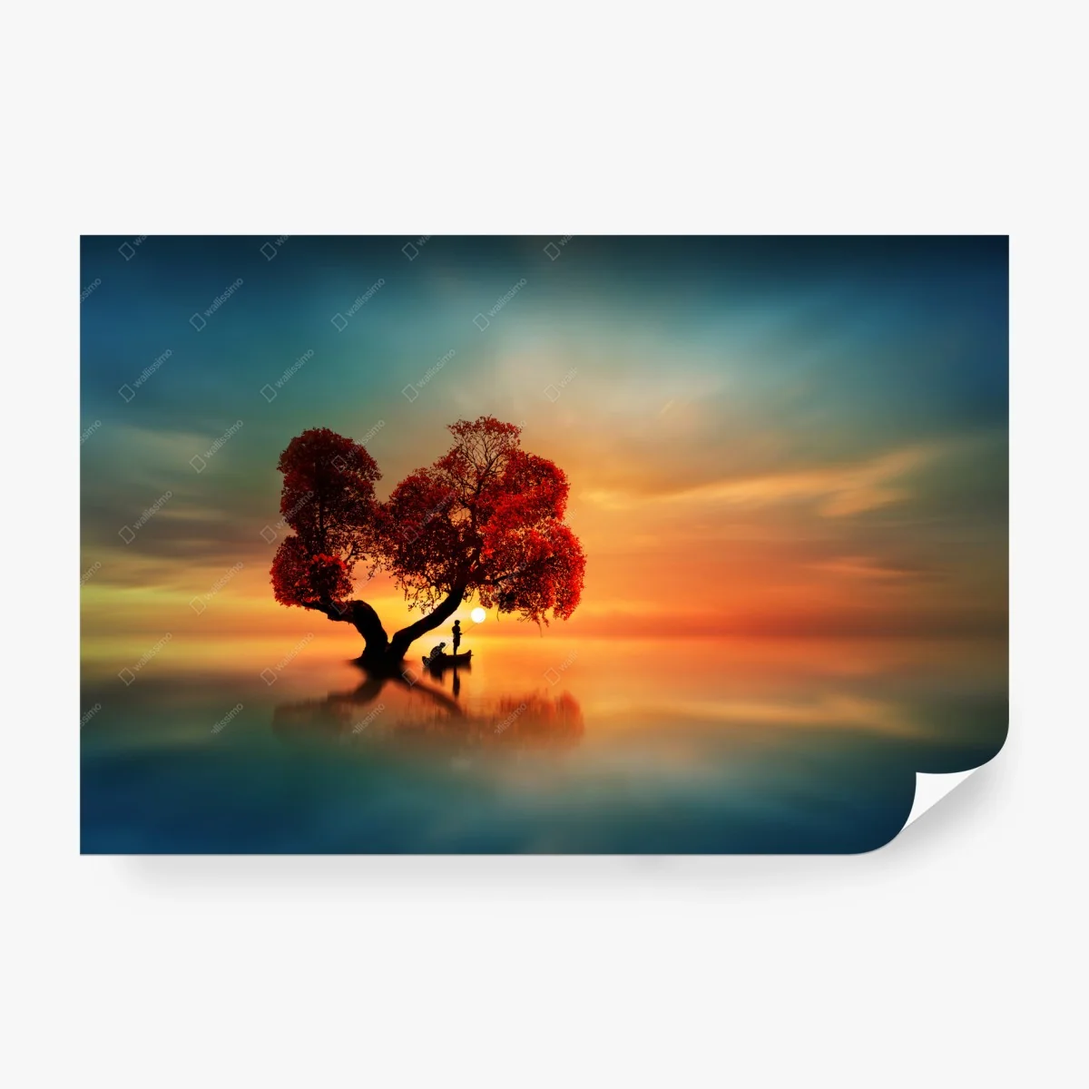 Papier peint arbre rouge au coucher de soleil sur le lac – Wallnifity® Papier peint arbre rouge au coucher de soleil sur le lac – Wallnifity®
