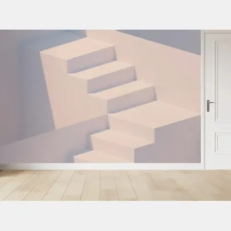 Papier peint escalier minimaliste blanc rendu 3d – Wallnifity®