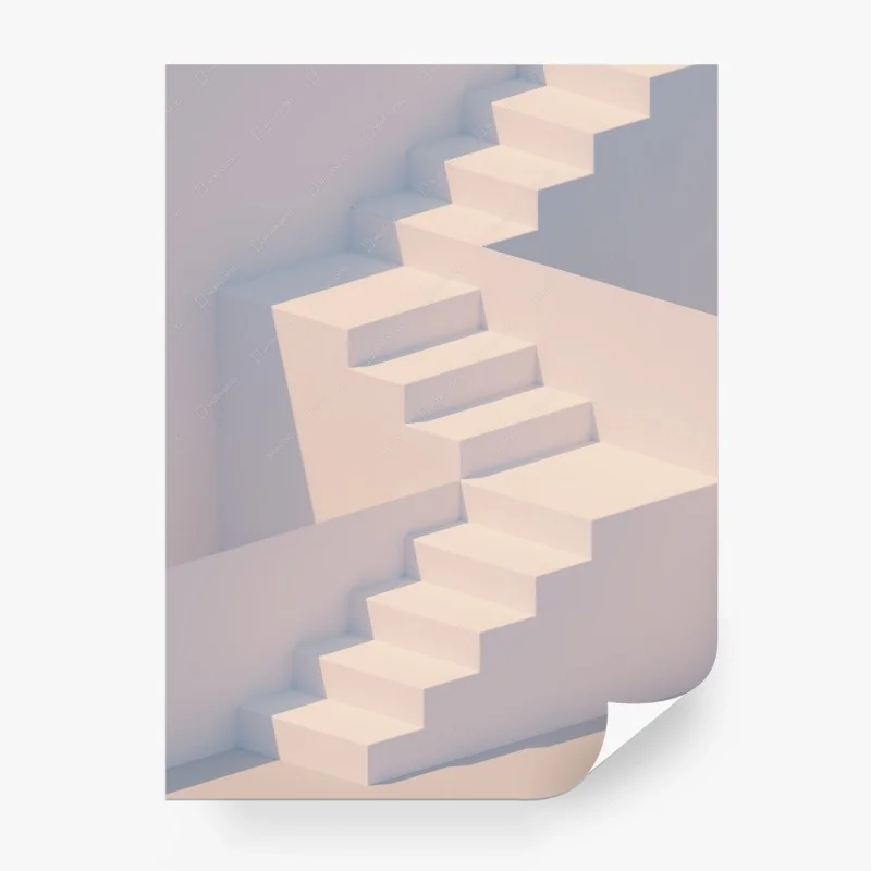 Papier peint escalier minimaliste blanc rendu 3d – Wallnifity®
