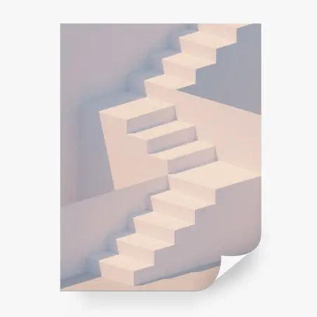 Papier peint escalier minimaliste blanc rendu 3d – Wallnifity®