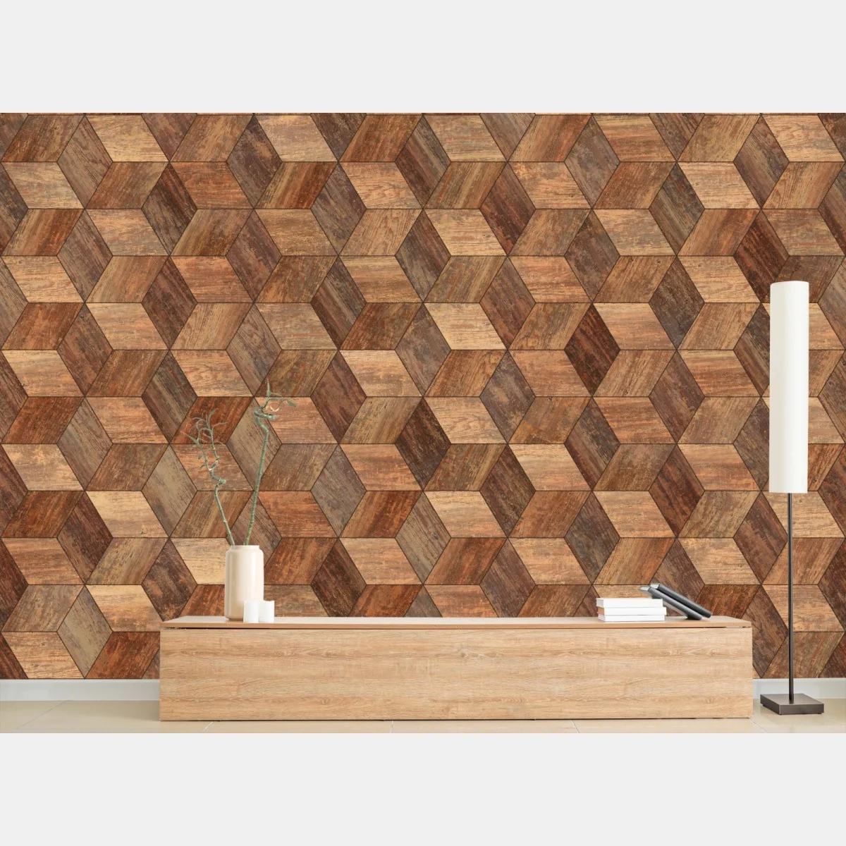 Papier peint parquet hexagonal en bois effet 3d – Wallnifity® Papier peint parquet hexagonal en bois effet 3d – Wallnifity®
