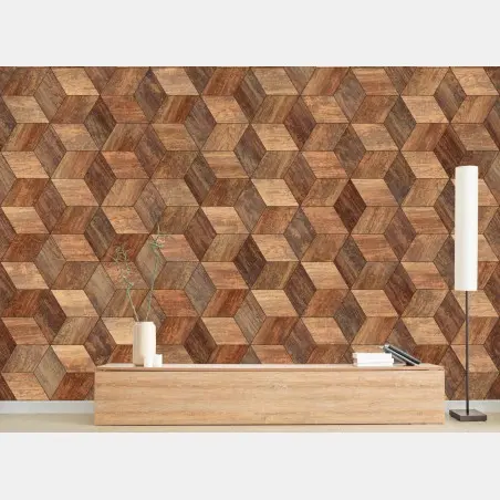 Papier peint parquet hexagonal en bois effet 3d – Wallnifity®