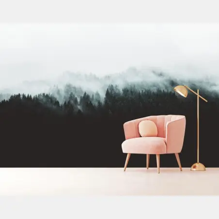 Papier peint paysage de forêt brumeuse – Wallnifity®