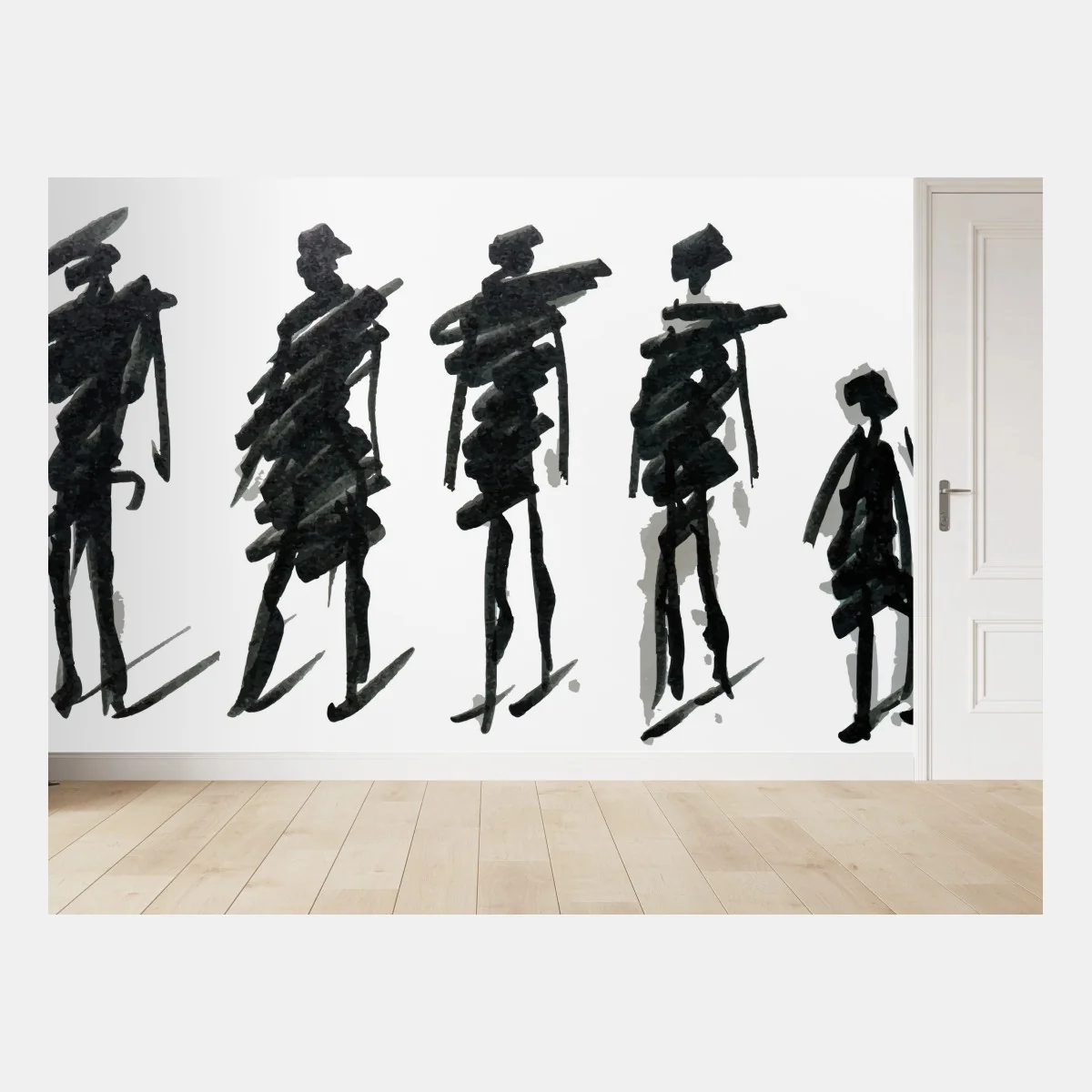 Papier peint silhouettes gestuelles à l'encre noire – Wallnifity® Papier peint silhouettes gestuelles à l'encre noire – Wallnifity®