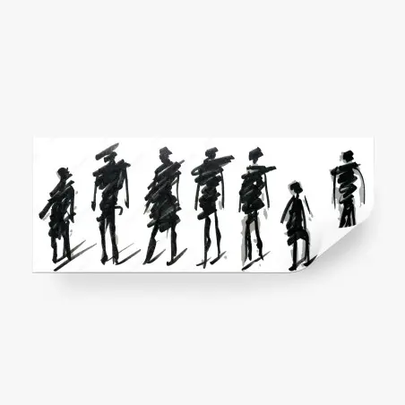 Papier peint silhouettes gestuelles à l'encre noire – Wallnifity®