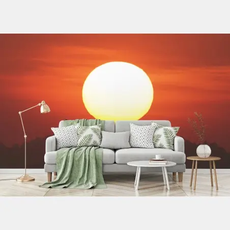 Papier peint soleil couchant sur l'horizon embrasé – Wallnifity®