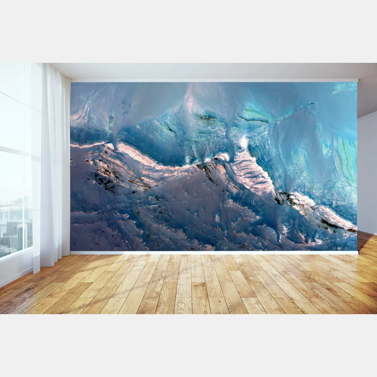 Papier peint paysage glaciaire turquoise et abstrait – Wallnifity® Papier peint paysage glaciaire turquoise et abstrait – Wallnifity®