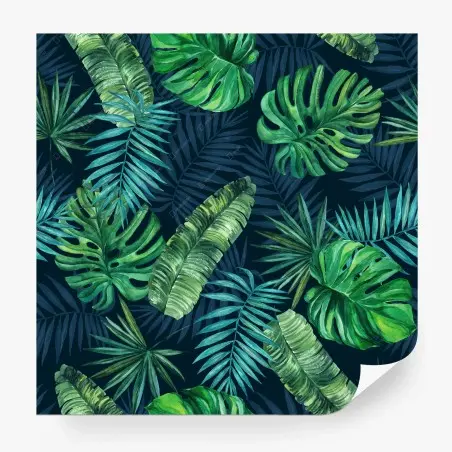 Papier peint motif tropical de feuilles vertes à l'aquarelle – Wallnifity®