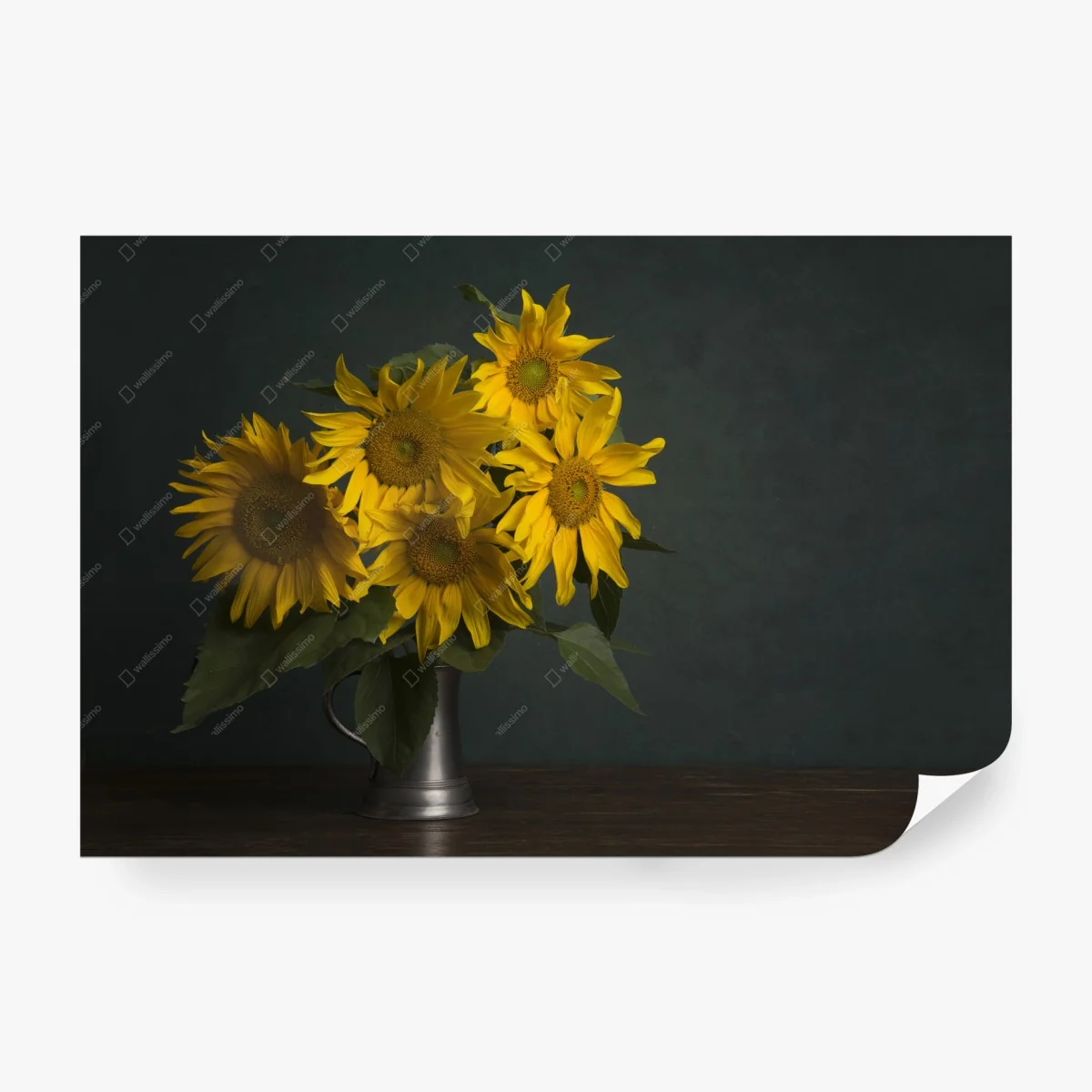 Papier peint bouquet de tournesols classique sur fond sombre – Wallnifity®