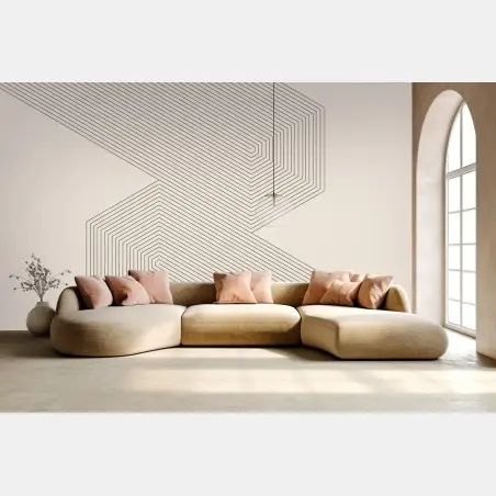 Papier peint composition géométrique minimaliste en lignes beiges – Wallnifity®