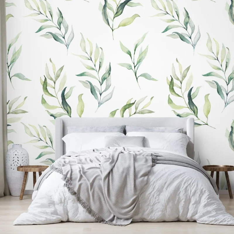 Papier peint feuillage aquarelle en nuances de vert – Wallnifity® Papier peint feuillage aquarelle en nuances de vert – Wallnifity®