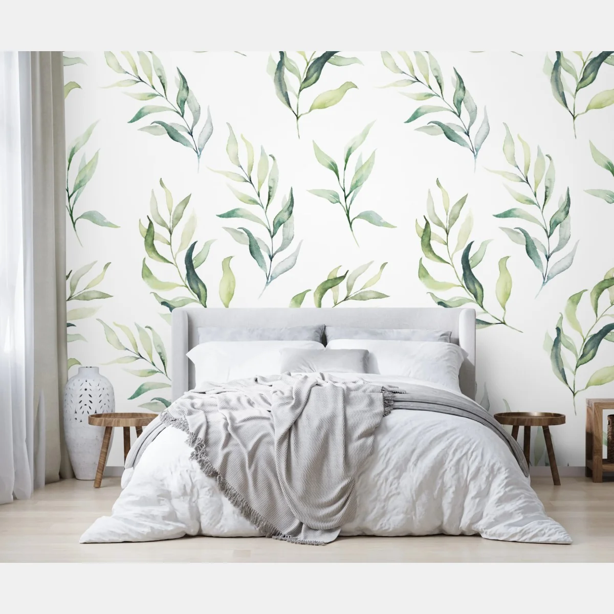 Papier peint feuillage aquarelle en nuances de vert – Wallnifity® Papier peint feuillage aquarelle en nuances de vert – Wallnifity®