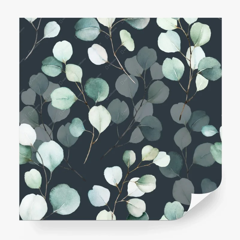 Papier peint motif eucalyptus en aquarelle sur fond sombre – Wallnifity® Papier peint motif eucalyptus en aquarelle sur fond sombre – Wallnifity®