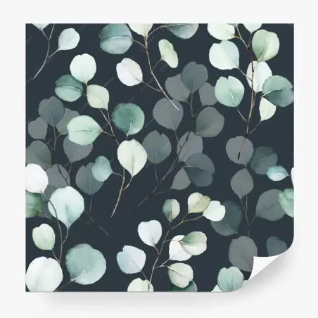 Papier peint motif eucalyptus en aquarelle sur fond sombre – Wallnifity®