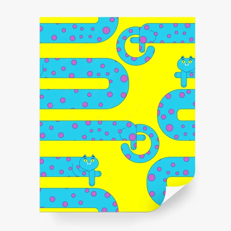 Papier peint motif de chats allongés colorés pour chambre d'enfant – Wallnifity®