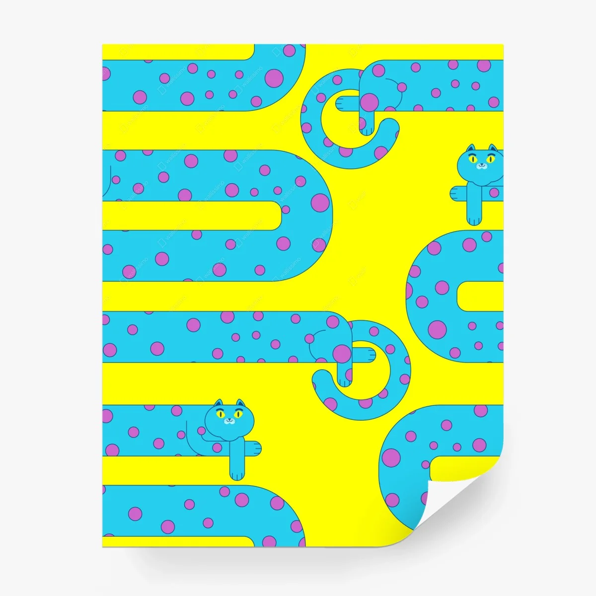 Papier peint motif de chats allongés colorés pour chambre d'enfant – Wallnifity®