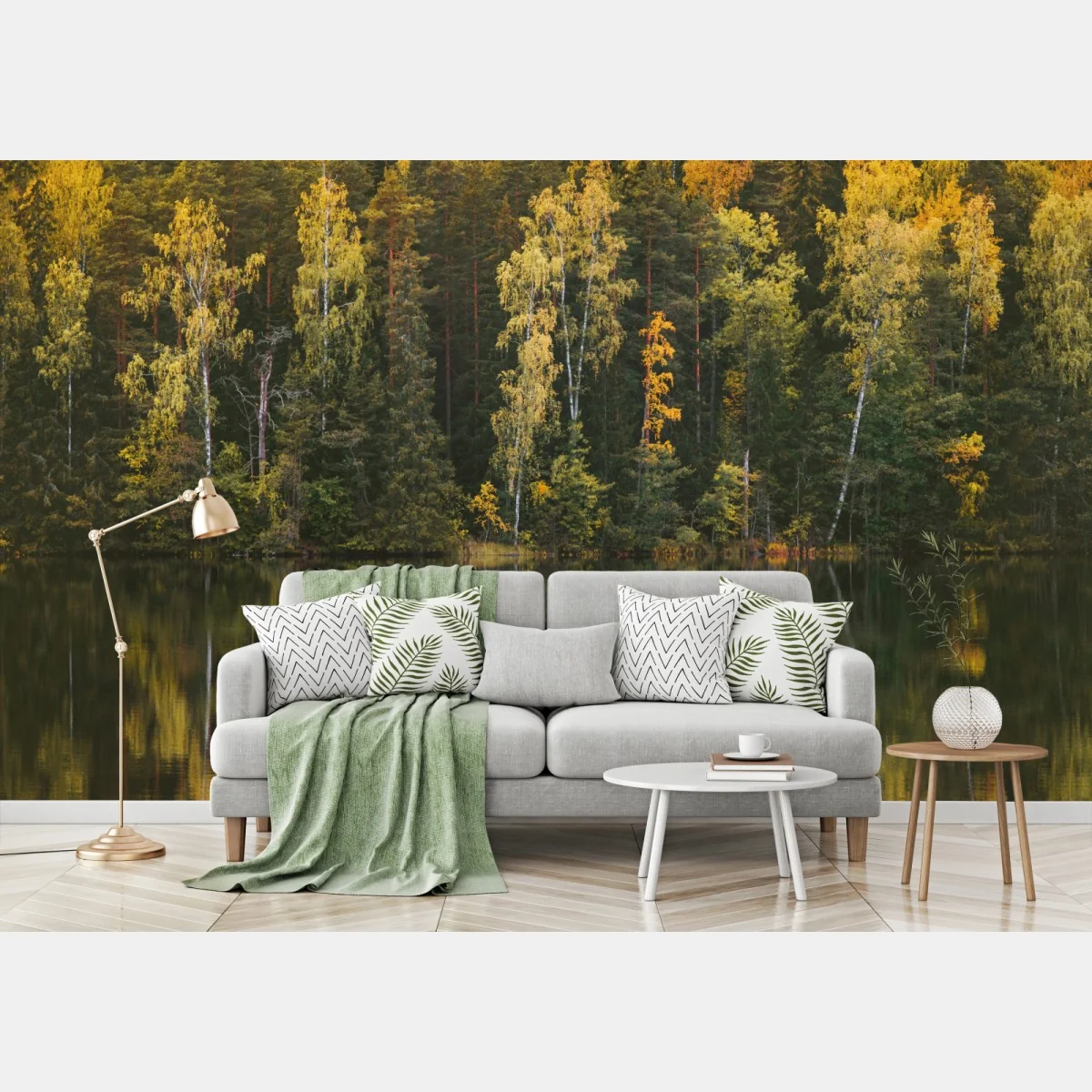 Papier peint reflets d'automne sur le lac – Wallnifity® Papier peint reflets d'automne sur le lac – Wallnifity®