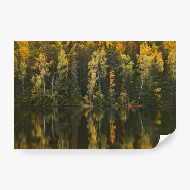 Papier peint reflets d'automne sur le lac – Wallnifity® Papier peint reflets d'automne sur le lac – Wallnifity®