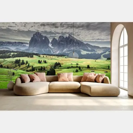 Papier peint alpages verdoyants sous les sommets – Wallnifity®