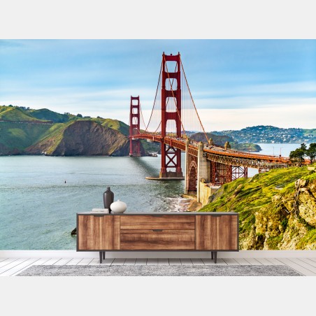 Papier peint vue panoramique du pont Golden Gate à San Francisco – Wallnifity®